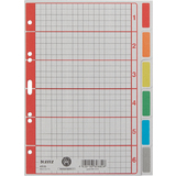 LEITZ karton-register extrastark, blanko, A5, 6-teilig, grau
