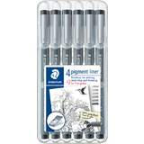 STAEDTLER Pigmentliner, schwarz, 4+2 gratis Etui