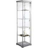 kerkmann quadrat-vitrine expoline, 4 Glasbden, alusilber