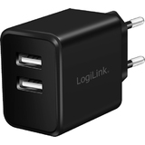 LogiLink USB-Steckdosenadapter, 2x USB-A, 12 Watt, schwarz