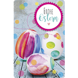 SUSY card Oster-Grukarte "Bunte eier auf Holzbrett"