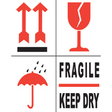 rillprint hinweisetiketten "FRAGILE / keep DRY"