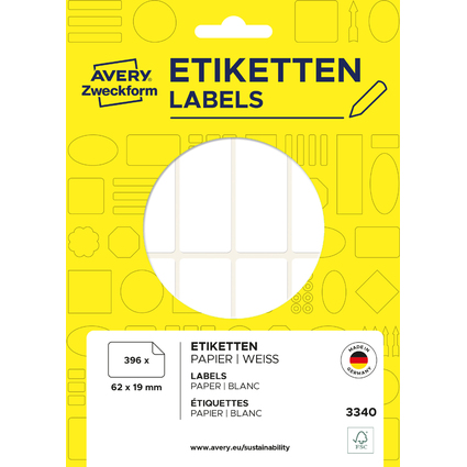 AVERY Zweckform Vielzweck-Etiketten, 62 x 19 mm, wei, FP