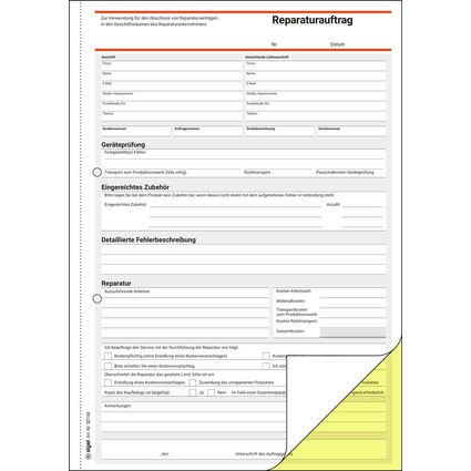 sigel Formularbuch "Reparaturbuch", A4, 2 x 40 Blatt, SD