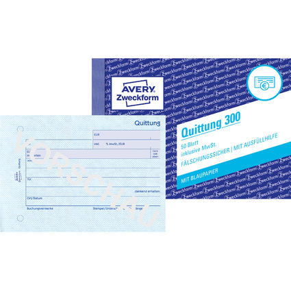 AVERY Zweckform Formularbuch "Quittung", A6 quer, 50 Blatt