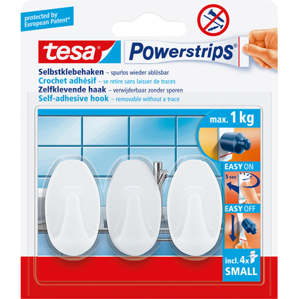 tesa Powerstrips Haken SMALL Oval, wei