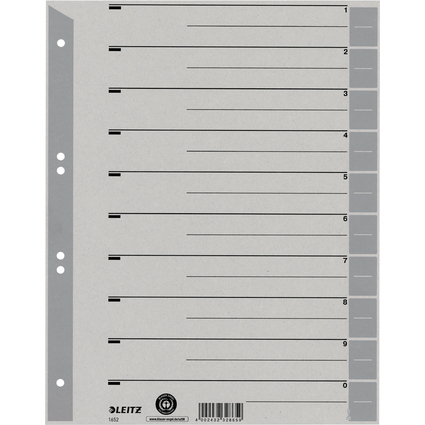 LEITZ Trennbltter, A4 berbreite, Kraftkarton 230g/qm, grau