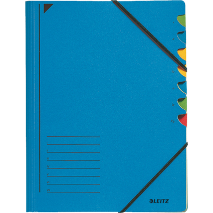 LEITZ Ordnungsmappe, DIN A4, Karton, 7 Fcher, blau