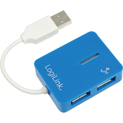 LogiLink USB 2.0 Hub Smile, 4 Port, blau