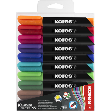 Kores Permanent-Marker "K MARKER", Keilspitze, 10er Etui