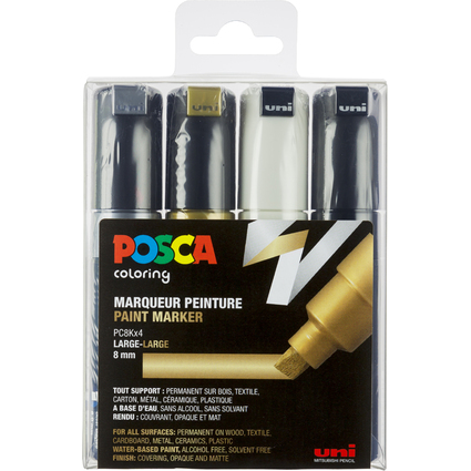 POSCA Pigmentmarker PC-8K, 4er Etui
