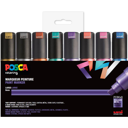 POSCA Pigmentmarker PC-8K, 8er Box, farbig sortiert