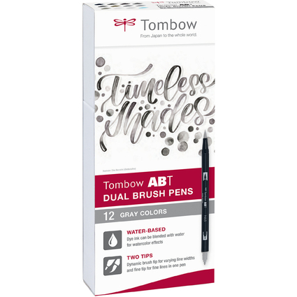 Tombow Doppelfasermaler "ABT DUAL BRUSH PEN", Grautne