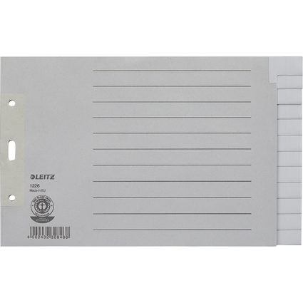LEITZ Tauenpapier-Register, blanko, A5 quer, 12-teilig, grau