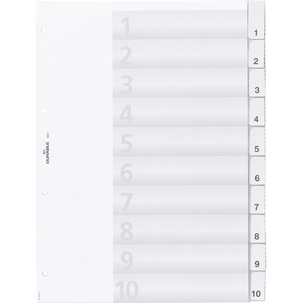 DURABLE Kunststoff-Register, A4, 10-teilig, transparent