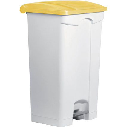 helit Tret-Abfalleimer "the step", 90 Liter, wei/gelb