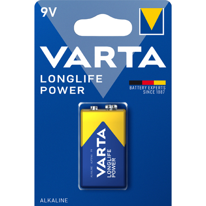 VARTA Alkaline Batterie Longlife Power, E-Block (9V/6LR61)
