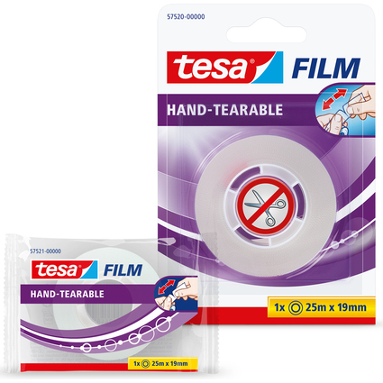 tesa Film, von Hand einreibar, transparent, 19 mm x 25 m