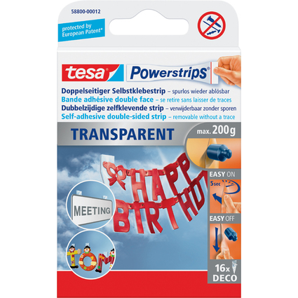 tesa Powerstrips DECO, transparent, Haltekraft: max. 0,2 kg