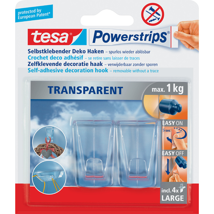 tesa Powerstrips DECO-HAKEN XL, Haltekraft: max. 1,0 kg
