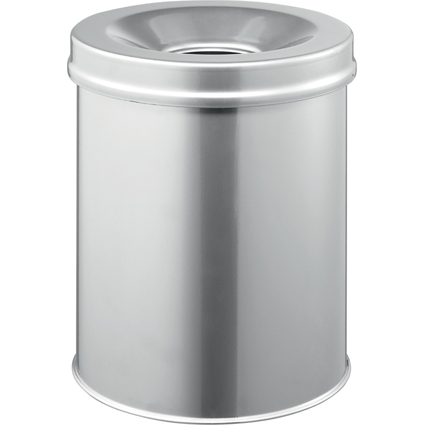 DURABLE Papierkorb SAFE, rund, 15 Liter, metallic silber