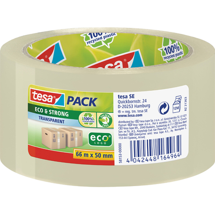 tesapack Verpackungsklebeband Eco & Strong, 50 mm x 66 m