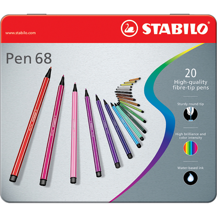 STABILO Fasermaler Pen 68, 20er Metalletui