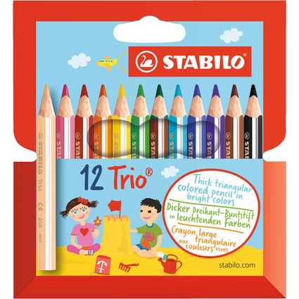 STABILO Dreikant-Buntstifte Trio dick, kurz, 12er Kartonetui