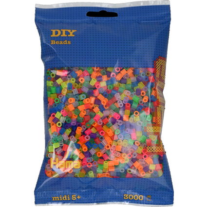 Hama Bgelperlen midi "Transparent-Neonmix", im Beutel