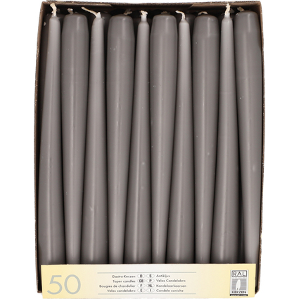 STARPAK Leuchterkerzen, 22 mm, grau, 50er Pack