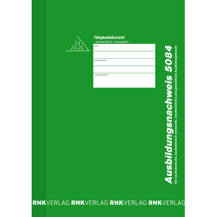 RNK Verlag Ausbildungsnachweis-Block, wchentlich/monatlich