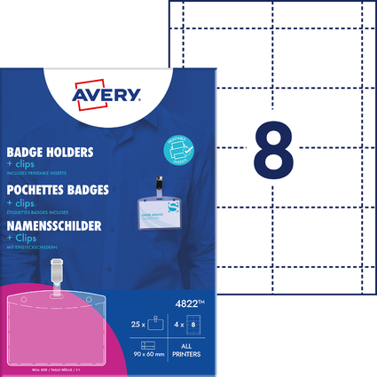 AVERY Namensschild mit Clip, 90 x 60 mm