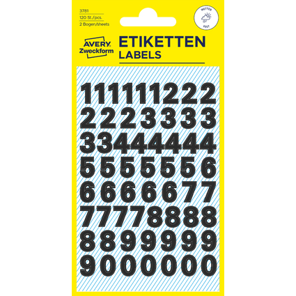 AVERY Zweckform Zahlen-Etiketten, Zahlen 0-9, schwarz