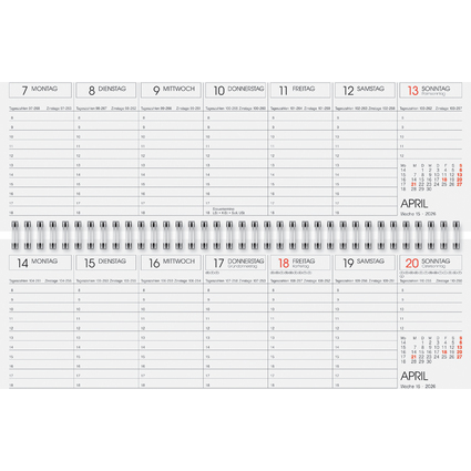 Glocken Tischkalender "Querterminbuch", 2026, rot