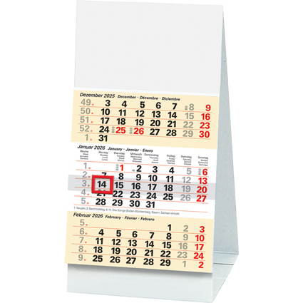 Glocken Tischkalender "3-Monats-Tischkalender", 2026