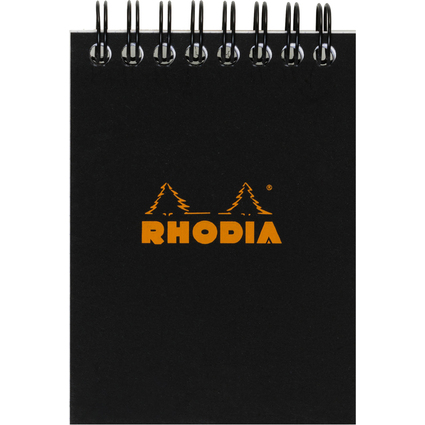 RHODIA Spiralnotizblock No. 11, DIN A7, kariert, schwarz