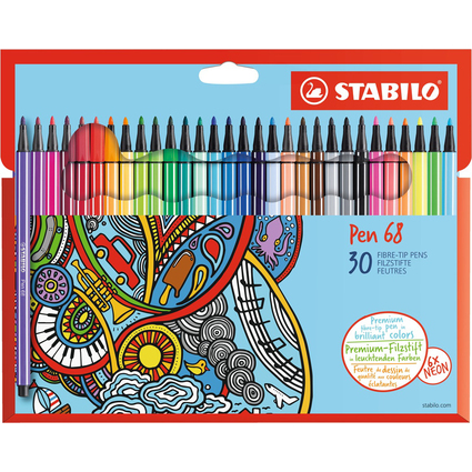 STABILO Fasermaler Pen 68, 30er Kartonetui
