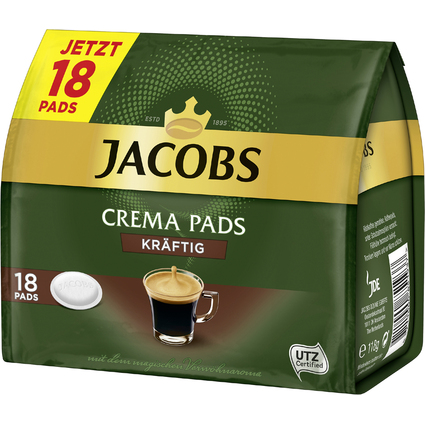 JACOBS Kaffeepads CREMA PADS KRFTIG, 18er Packung