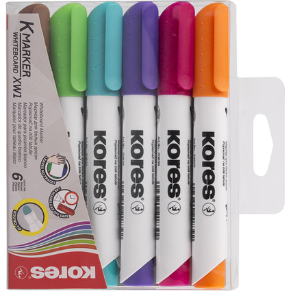 Kores Whiteboard-Marker K MARKER XW1, Rundspitze, 6er Etui