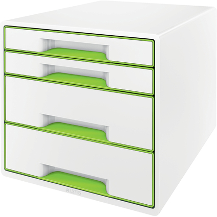 LEITZ Schubladenbox WOW CUBE, 4 Schbe, perlwei/grn