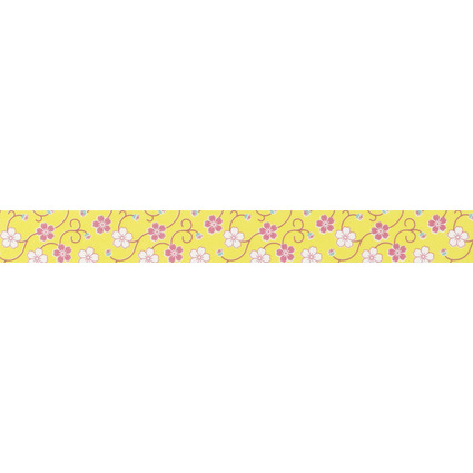 folia Deko-Klebeband Washi-Tape, Bltenranke gelb