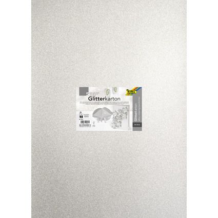 folia Glitterkarton, 500 x 700 mm, 300 g/qm, silber