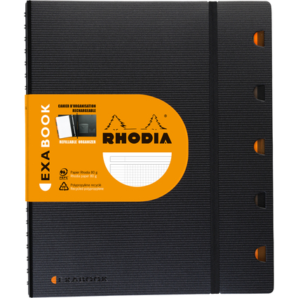 RHODIA Collegeblock EXABOOK, A4+, kariert, schwarz