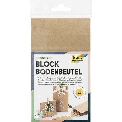 folia Papiertten mit Blockboden, 100 x 55 x 175 mm, natur