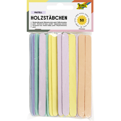 folia Holzstbchen "Pastell", Lnge: 114 mm, Pastellfarben