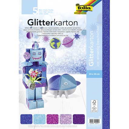 folia Glitterkarton "Ice", 240 x 340 mm, 300 g/qm