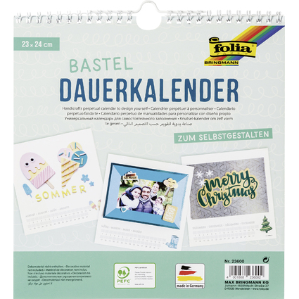 folia Kreativ-Wandkalender, 230 x 240 mm, wei
