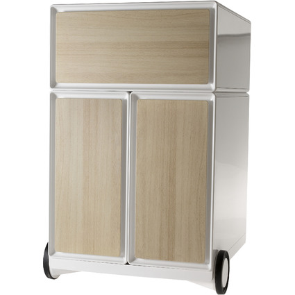 PAPERFLOW Rollcontainer easyBox, 1 Schub, wei / buche