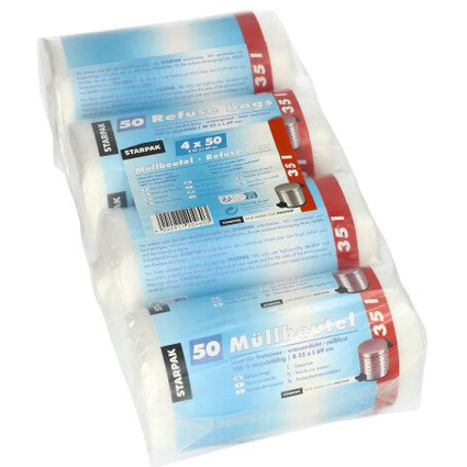 STARPAK Mlleimerbeutel HDPE, 35 Liter, transparent