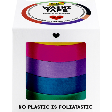 folia Deko-Klebeband Washi-Tape UNI BASIC, 5er Set